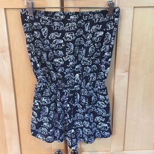 Forever 21 Elephant print black & white strapless ROMPER size Small